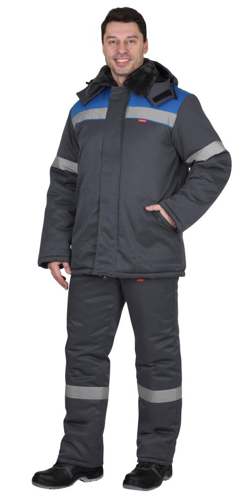 Костюм "Рост-Арктика" зимняя куртка,брюки т.серый с васильковым