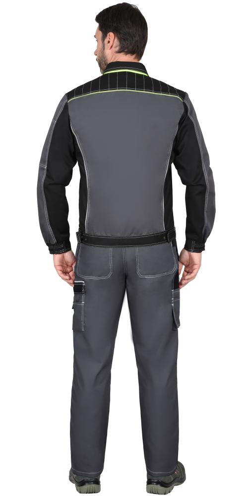 Костюм "Преститж" куртка, брюки (т.серый с черным и лимоный кант)