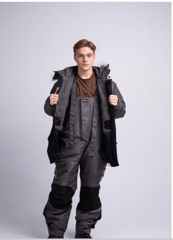 Костюм "Adventure grey" зимний куртка, полукомбинезон (серый с черным)