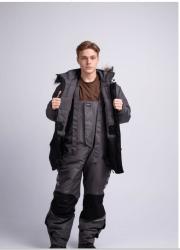 Костюм "Adventure grey" зимний куртка, полукомбинезон (серый с черным)