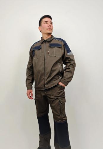 Костюм "Драйв" куртка укороченная, брюки (кофейный с черным)