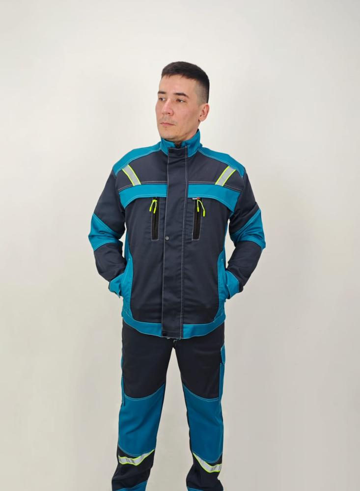 Костюм "Восток" куртка укороченная, брюки (т.серый с бирюзовым)