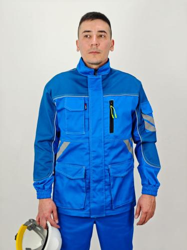 Костюм "Фокус" куртка удлиненная, брюки (василек с бирюзовым)