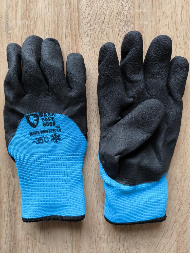 Перчатки прорезиненные, морозостойкие, водонепроницаемые (голубые с черным)