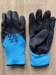 Перчатки прорезиненные, морозостойкие, водонепроницаемые (голубые с черным)