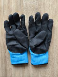 Перчатки прорезиненные, морозостойкие, водонепроницаемые (голубые с черным)