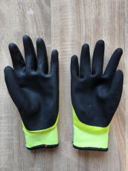 Перчатки прорезиненные, водонепроницаемые, утепленные (лимонные с черным)
