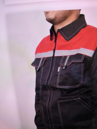 Костюм "Титан" брюки, куртка укороченная (серый с красным) - под заказ